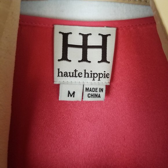 Haute Hippie Coral Mini Dress with Beige Accent - Picture 4 of 11